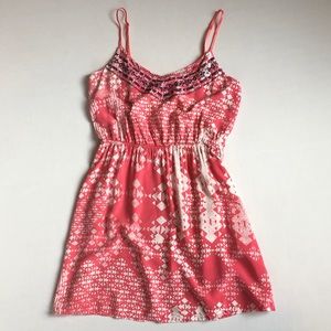 4/$25 Coral and Cream Aztec Mini Dress/Long Tank